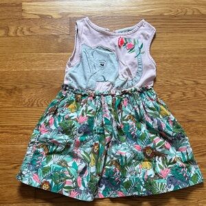 Mini Boden Pink Elephant & Jungle Print Girls Dress